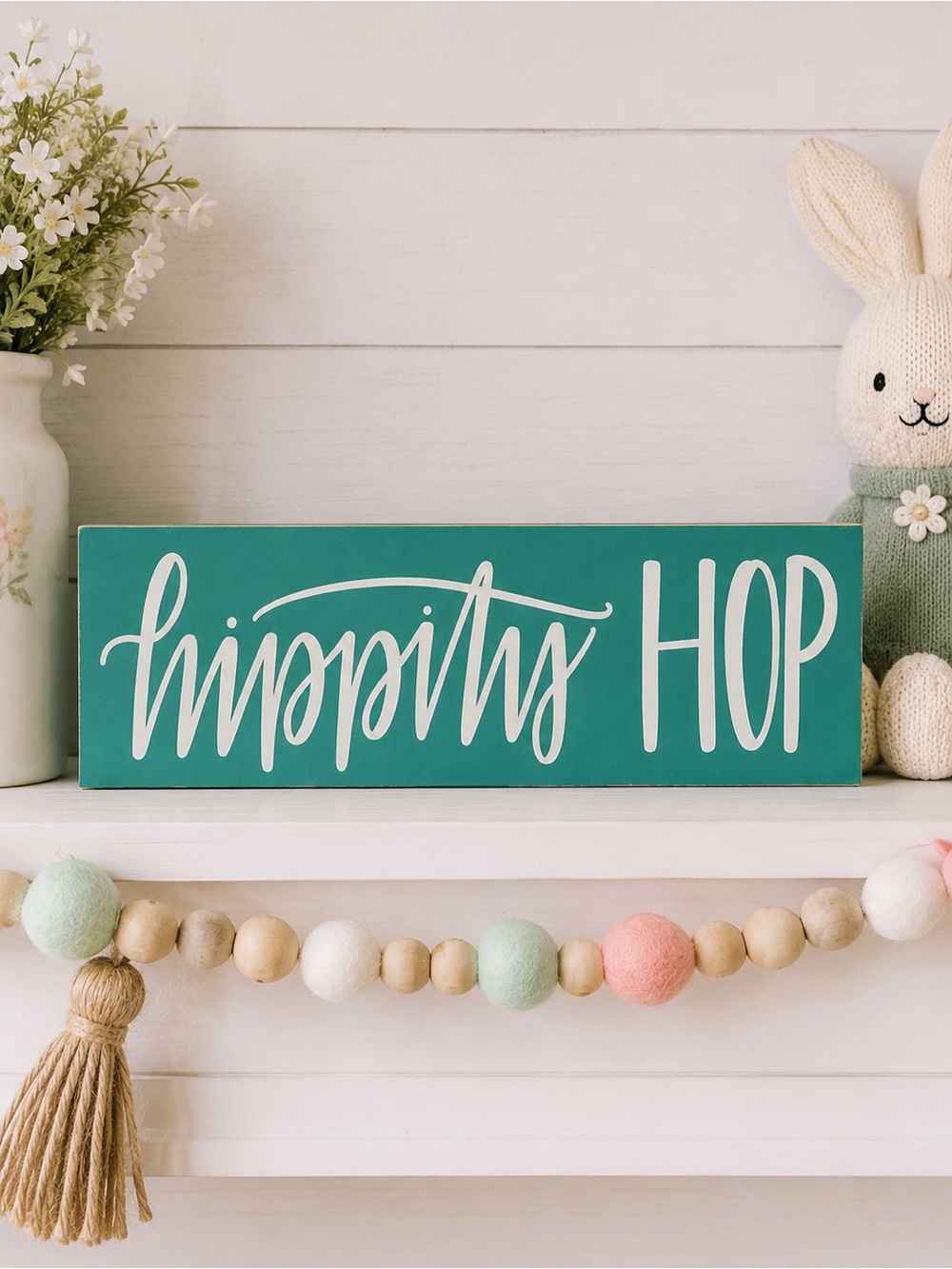 Hippity Hop Easter Shelfie Sign 12x4